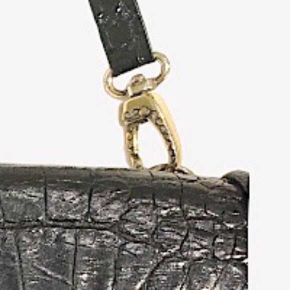 Brighton Travel the World Black Croc Embossed Crossbody/Envelope/Clutch bag - Picture 4 of 12